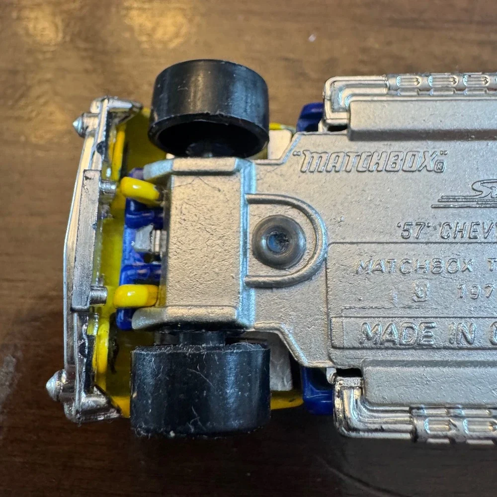 Matchbox 57 Chevy Superfast No 4 Blue Yellow Flame Hot Rod Opening Hood 1979